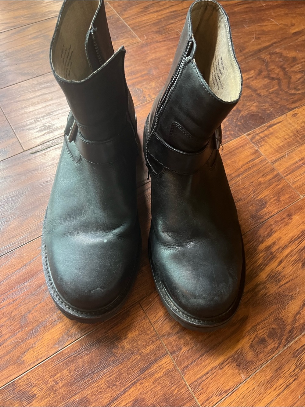 Banana Republic Black Leather Zip Strap Ankle Boots